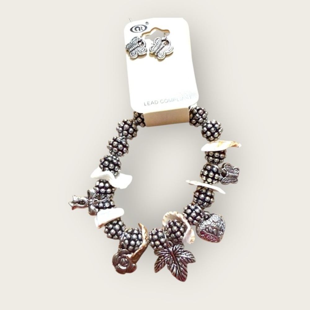 Charming Beaded Bracelet with Earrings Set